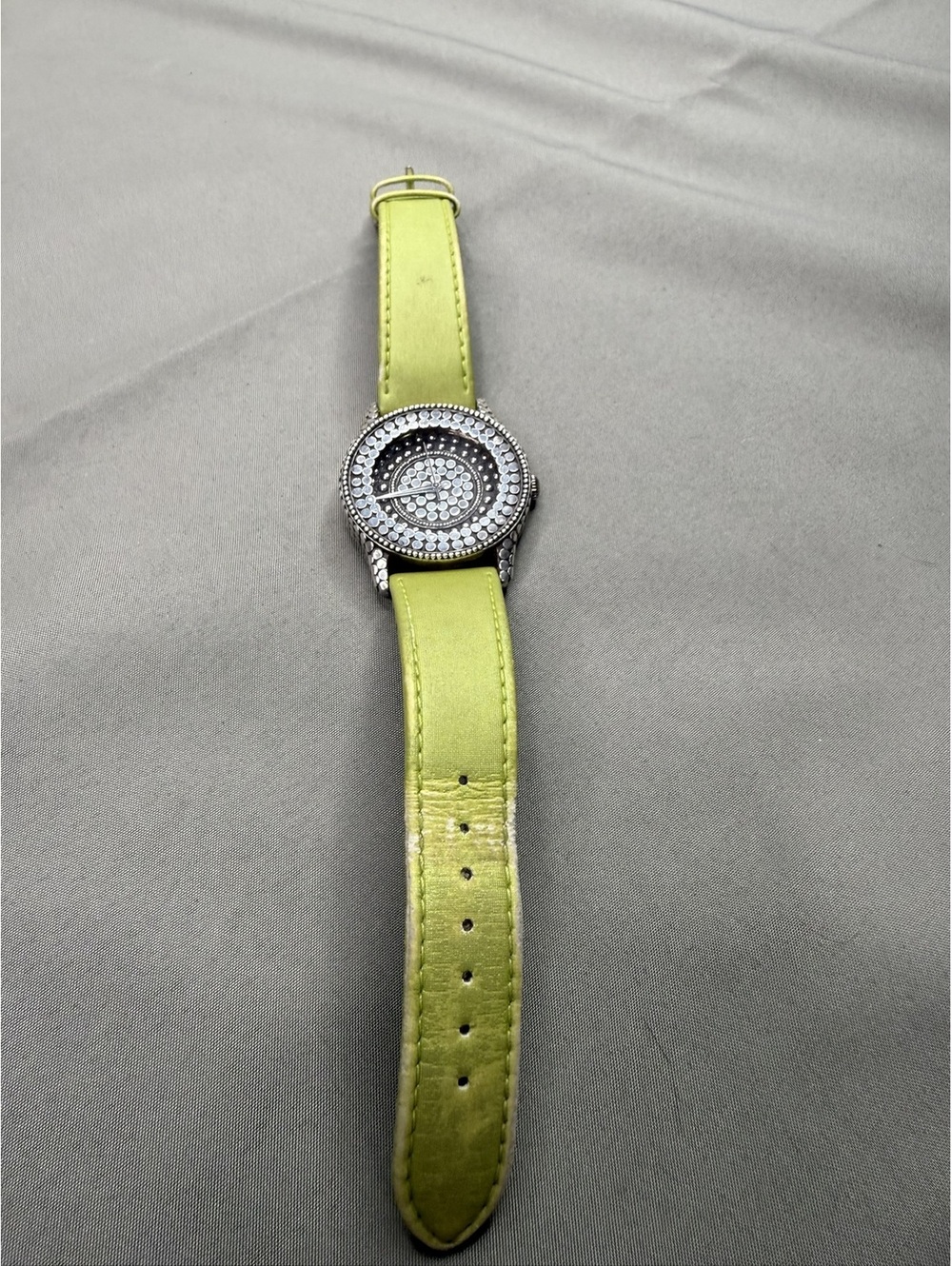 John Hardy Collection Swiss Made Studded Dial Watch Lime Leather Band